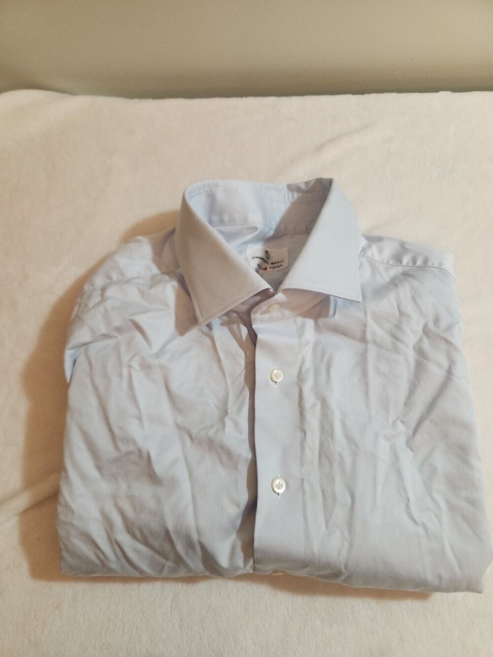 Emanuel Berg 100% Cotton Shirt Mens 17.5 Blue Long Sleeve Preppy Business Work